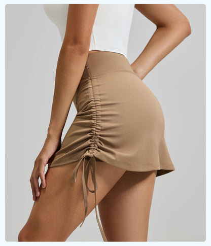 New Ruched Sports Skort Women, High Waist Anti-Exposure Running Shorts, 2-in-1 Short Yoga Skort