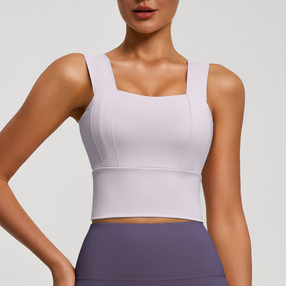 Wide Strap Racerback Sports Bra, Shockproof Anti-Sagging Push-Up Workout Bra for Yoga, Running & Fitness