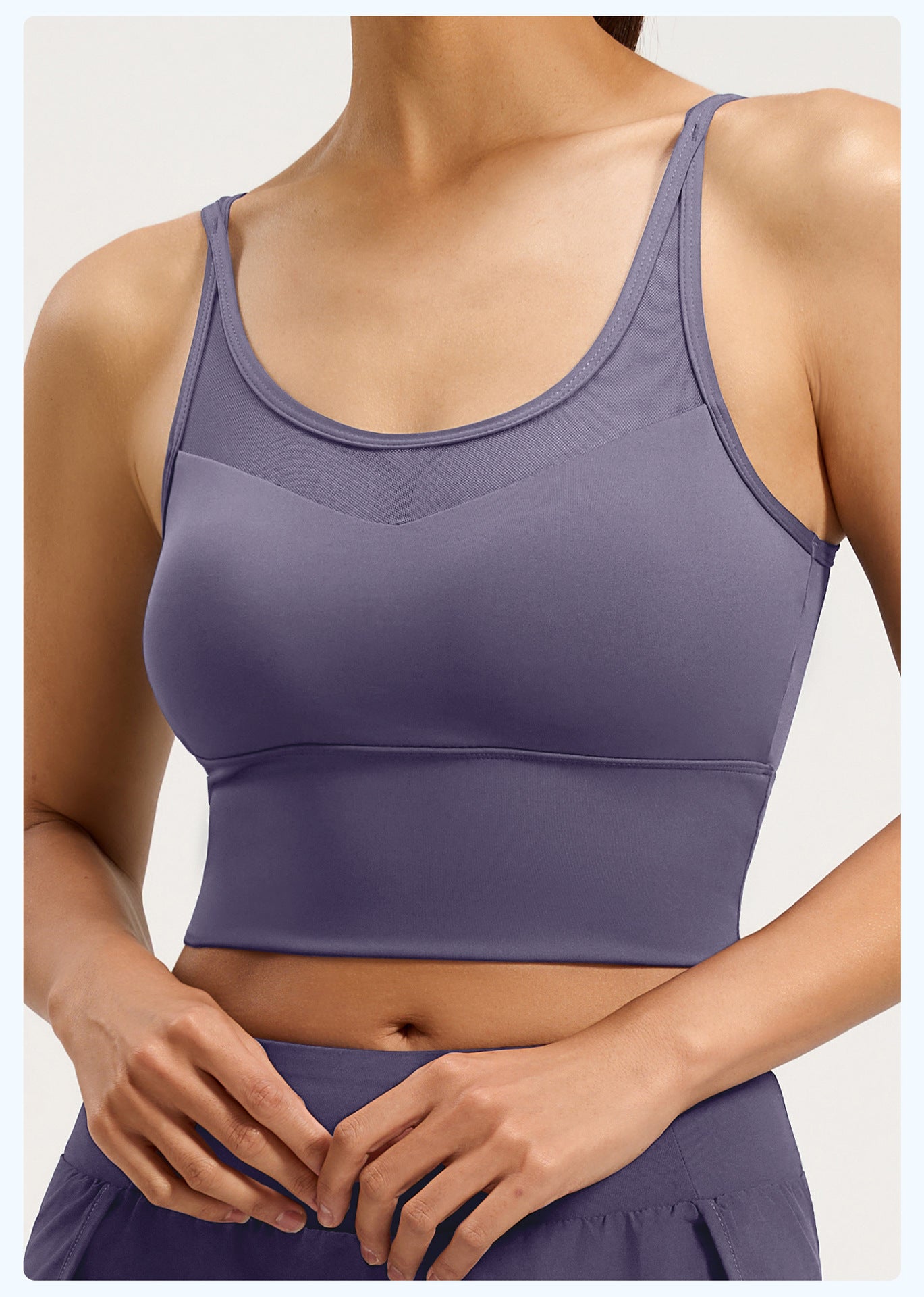 Women's Crisscross Back Sports Bra, Shockproof Push Up Fixed Shape Thin Strap Yoga Fitness Bralette