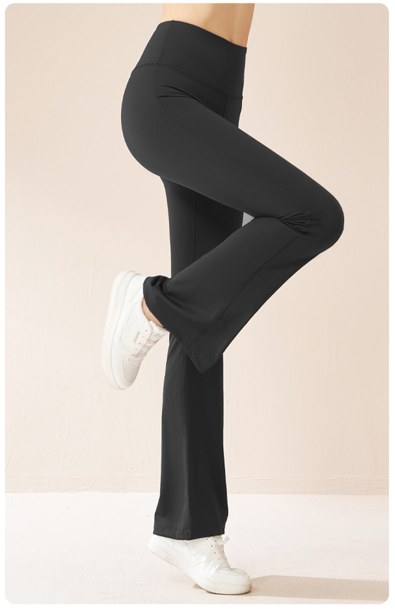 Women's High Elastic Flare Fitness Pants, High Waist Hip Lifting Tummy Control Slim Cloud-Feel Yoga Wide Leg Trousers