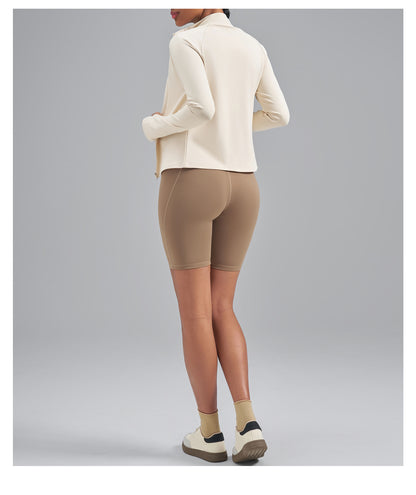 Women’s Color Block Yoga Jacket, Stretchy Fabric Sports Top for Fitness Workout Training
