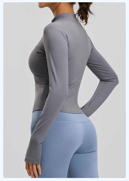 Women's Stitched Line Yoga Jacket, Breathable UV Protection Sun Protection Coat, Slim Lightweight Fitness Workout Outerwear