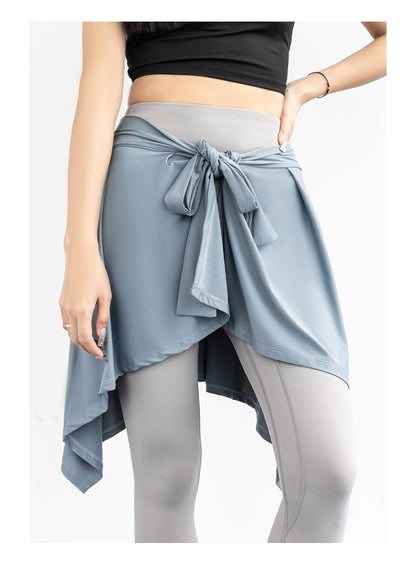Women’s Anti-Exposure Yoga Skort with Tie Wrap – 2-in-1 Flared Skirt for Dance, Ballet & Fitness