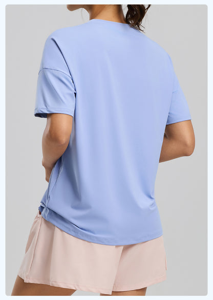 New Women's Split Hem Loose Long Sleeve Yoga Top, Casual Yoga Shirt for Running, Training & Fitness