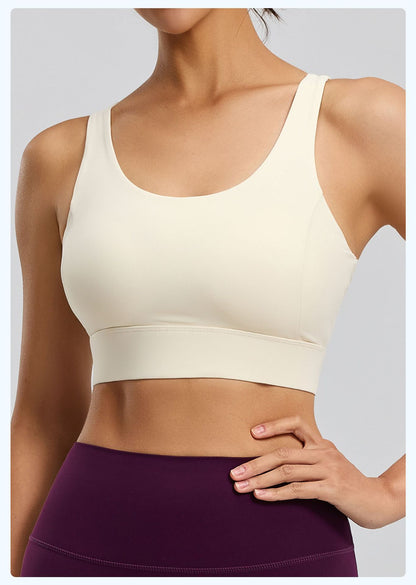 Hole-Sense Yoga Bra Breathable Back Buckle High-Support Shockproof Push-Up Sports Bra for Women