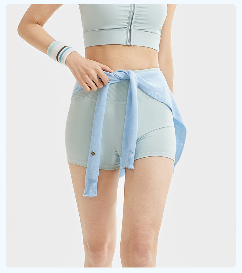 Women's Striped High Waist Yoga Shorts, Breathable Tummy Control, Seamless Butt Lifting Sports Shorts for Summer Workout Running