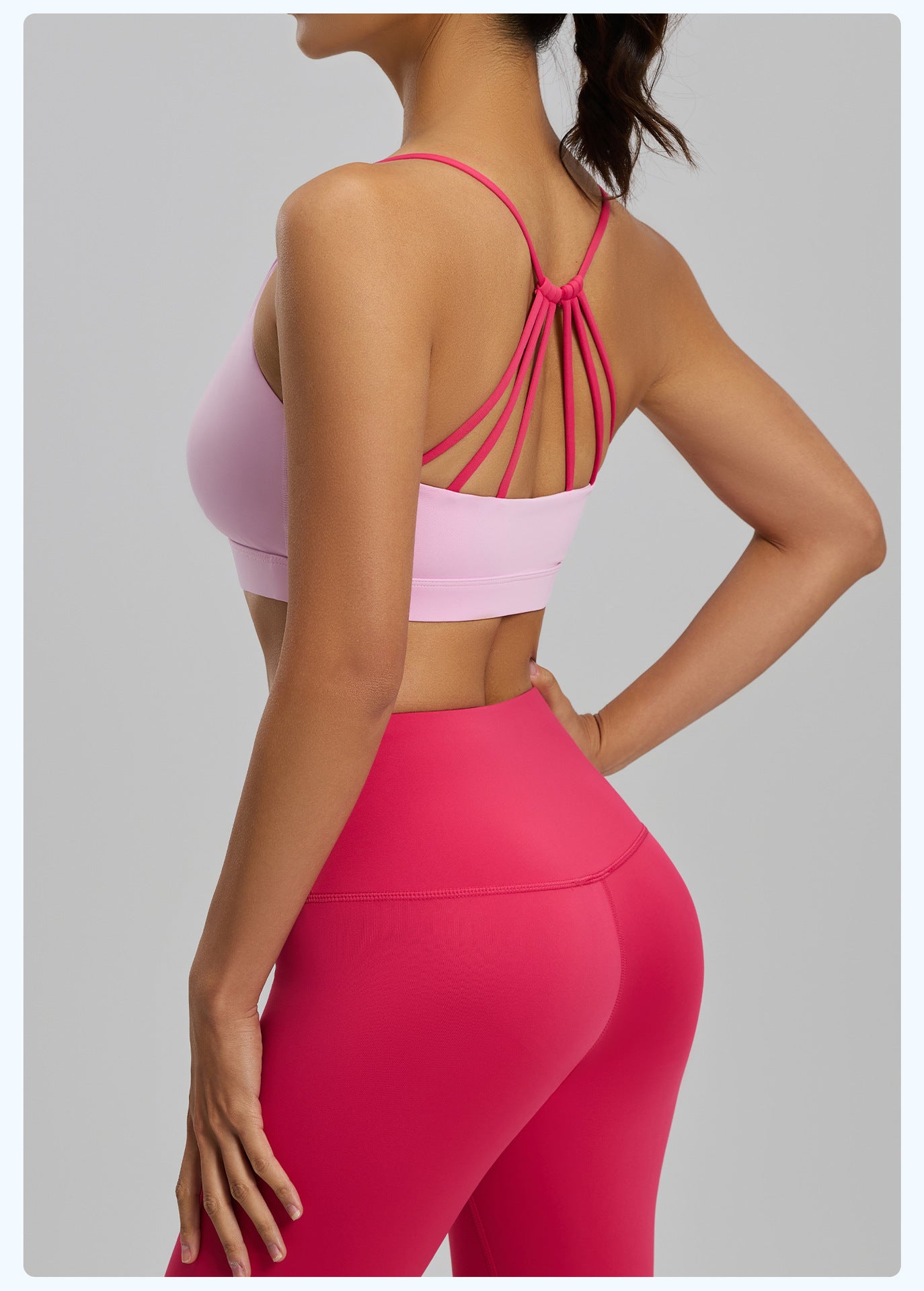 Women's Six String Cross Back Sports Bra, Summer Dopamine Thin Style, Shockproof Yoga Fitness Bra