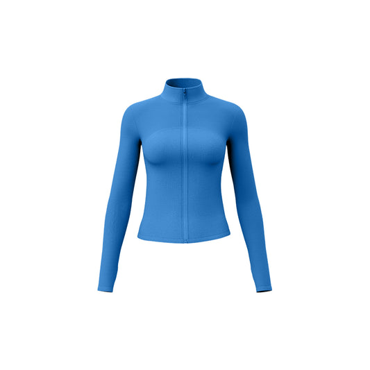 Women's New Striped Sports Jacket, Slim Fit Stand Collar, Outdoor Running Yoga Jacket