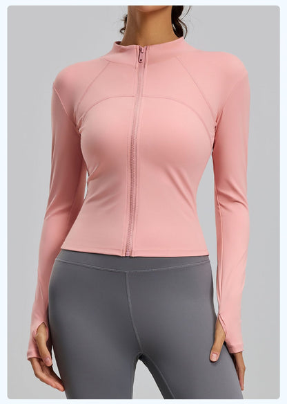 Women's Stitched Line Yoga Jacket, Breathable UV Protection Sun Protection Coat, Slim Lightweight Fitness Workout Outerwear