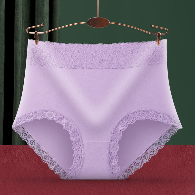 Women’s Plus Size High Waist Cotton Briefs, Seamless Lace Trim Underwear with Cotton Lined Crotch, Multi Color Everyday Panties
