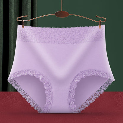 Women’s Plus Size High Waist Cotton Briefs, Seamless Lace Trim Underwear with Cotton Lined Crotch, Multi Color Everyday Panties
