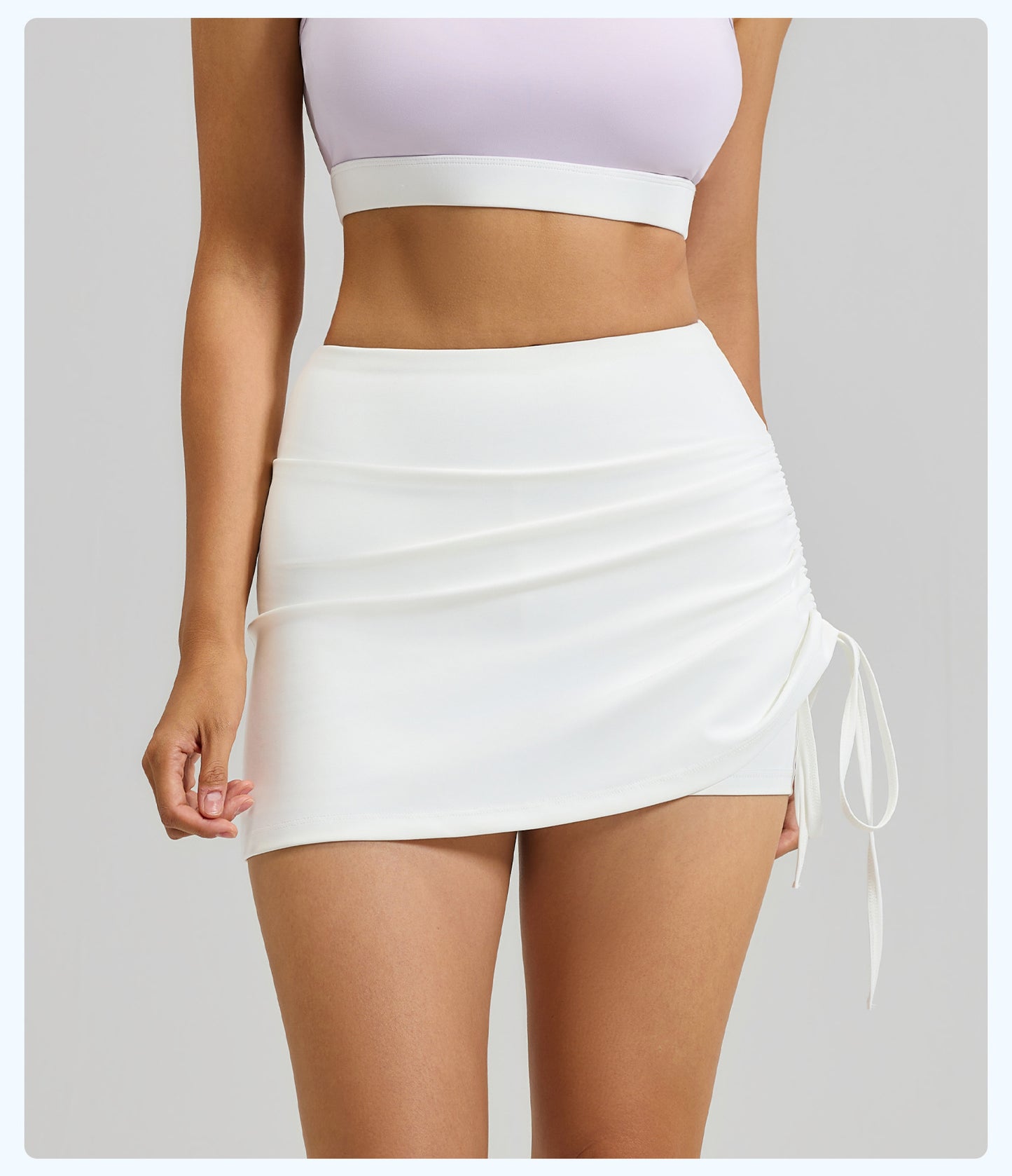 New Ruched Sports Skort Women, High Waist Anti-Exposure Running Shorts, 2-in-1 Short Yoga Skort