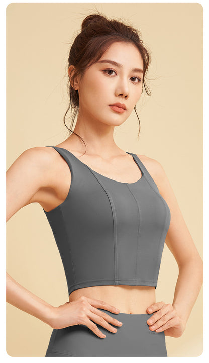 New High-Support Sports Bra, Shock-Absorbent Workout Top, Women's Compression Yoga Fitness Tank