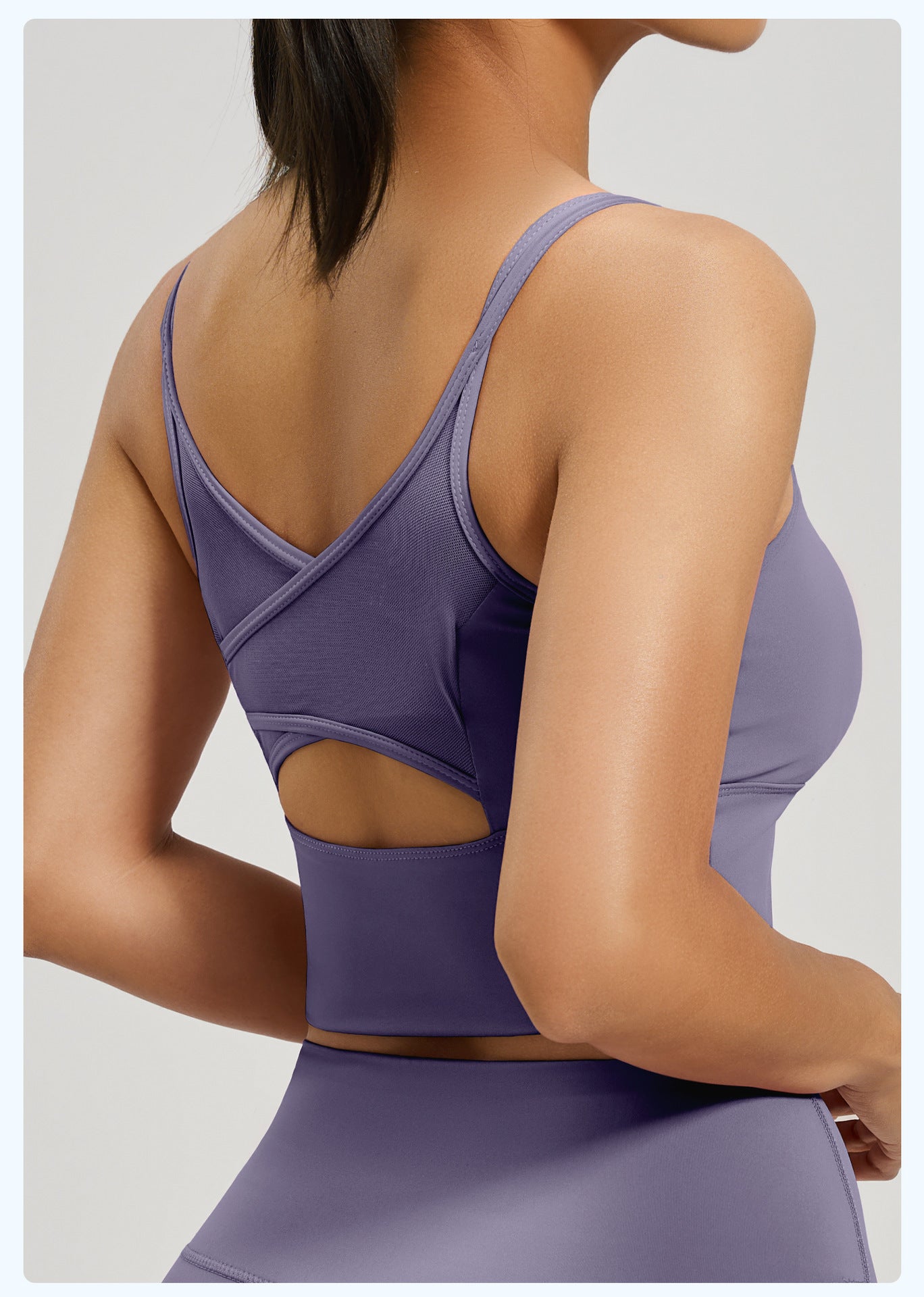 Women's Crisscross Back Sports Bra, Shockproof Push Up Fixed Shape Thin Strap Yoga Fitness Bralette
