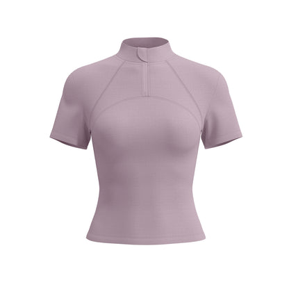 New Summer Women Half-Zip Yoga Short Sleeve T-Shirt, Slim Fit High-Stretch Breathable Fitness Athletic Top, Sweat-Wicking Sport Tee for Outdoor Running, Gym Training & Daily Workout