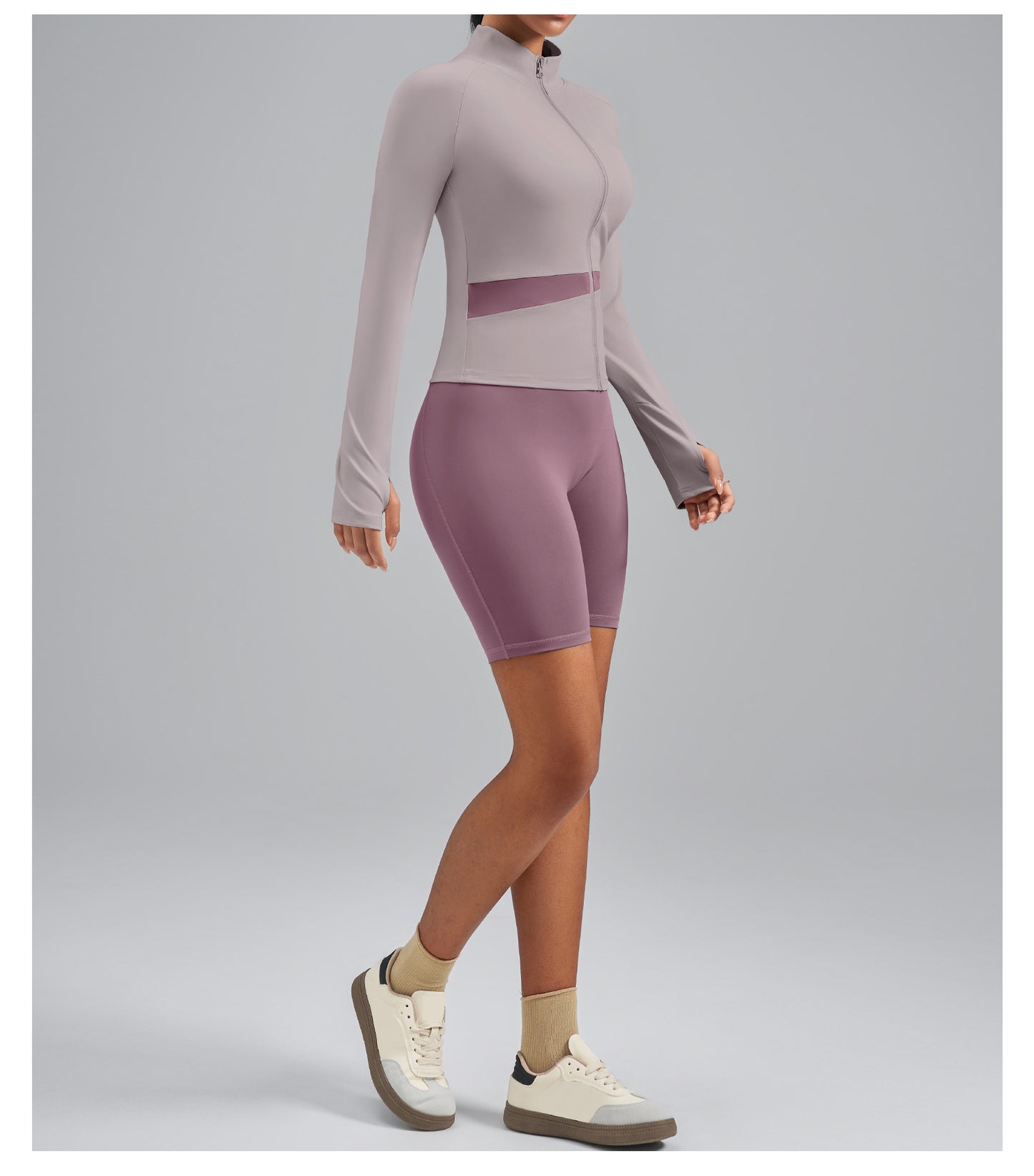 Women’s Color Block Yoga Jacket, Stretchy Fabric Sports Top for Fitness Workout Training