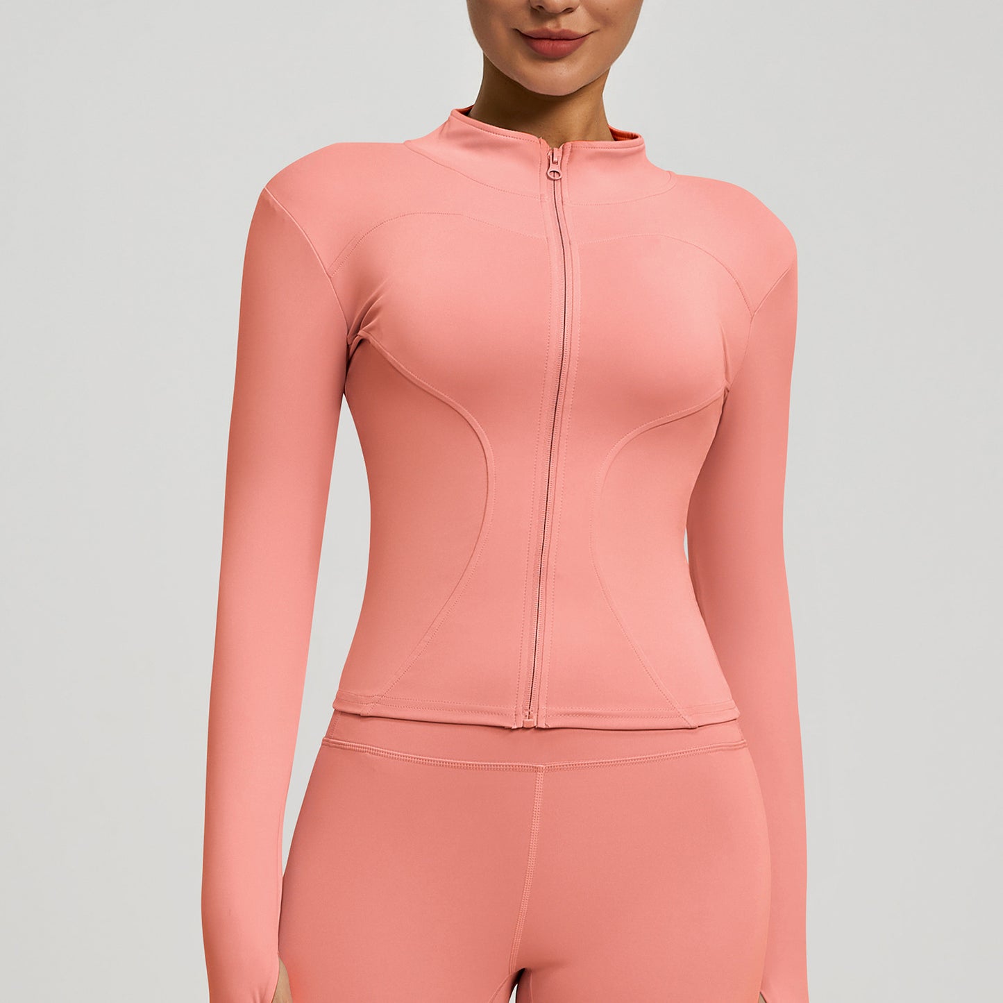 Women’s Zipper Yoga Jacket, Long Sleeve Sports Top for Running & Fitness Training