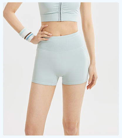 Women's Striped High Waist Yoga Shorts, Breathable Tummy Control, Seamless Butt Lifting Sports Shorts for Summer Workout Running