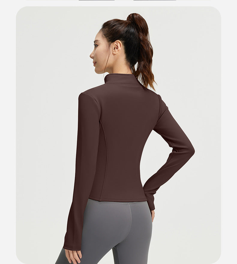Women’s Winter Thermal Yoga Jacket – Thick Fleece Lined Slim Fit Sports Coat for Fitness, Running & Workout