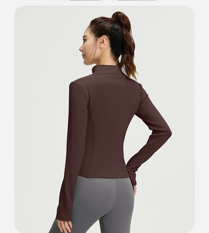 Women’s Winter Thermal Yoga Jacket – Thick Fleece Lined Slim Fit Sports Coat for Fitness, Running & Workout