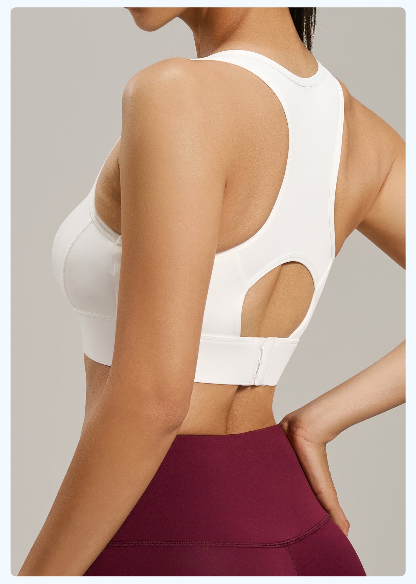 Women's Racer Back Sports Bra Adjustable Hook Closure High Support Shockproof Yoga Bra