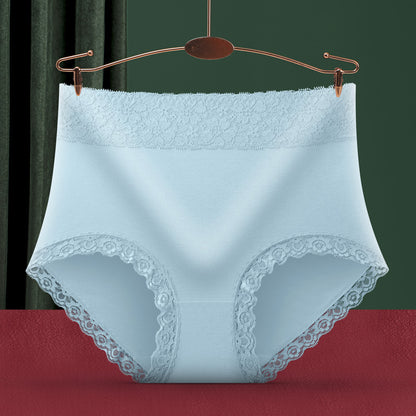 Women’s Plus Size High Waist Cotton Briefs, Seamless Lace Trim Underwear with Cotton Lined Crotch, Multi Color Everyday Panties