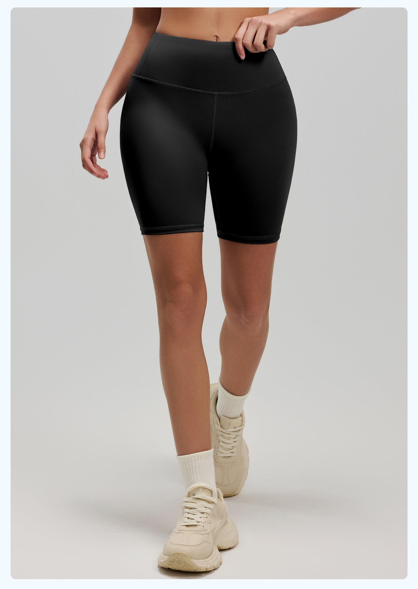 Women's High Waist Yoga Shorts, Butt Lifting Peach Hip 5-Pocket Length Workout Shorts, Stretch Tight Fitness Running Shorts