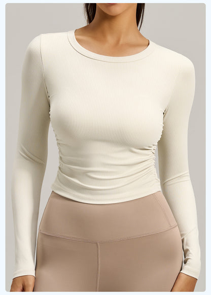 New Fall Women's Slim Fit Yoga Top, Breathable & Waist-Shaping Long Sleeve Workout Shirt