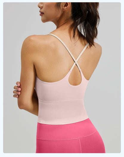 Women's High-Stretch Naked Feeling Sports Bra, Summer Padded Yoga Bra & Fitness Tank Top
