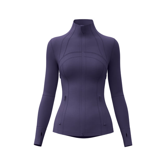 Women's Color Block Workout Jacket, Breathable Stretch Sports Coat with Pockets, Running Cycling Yoga Jacket