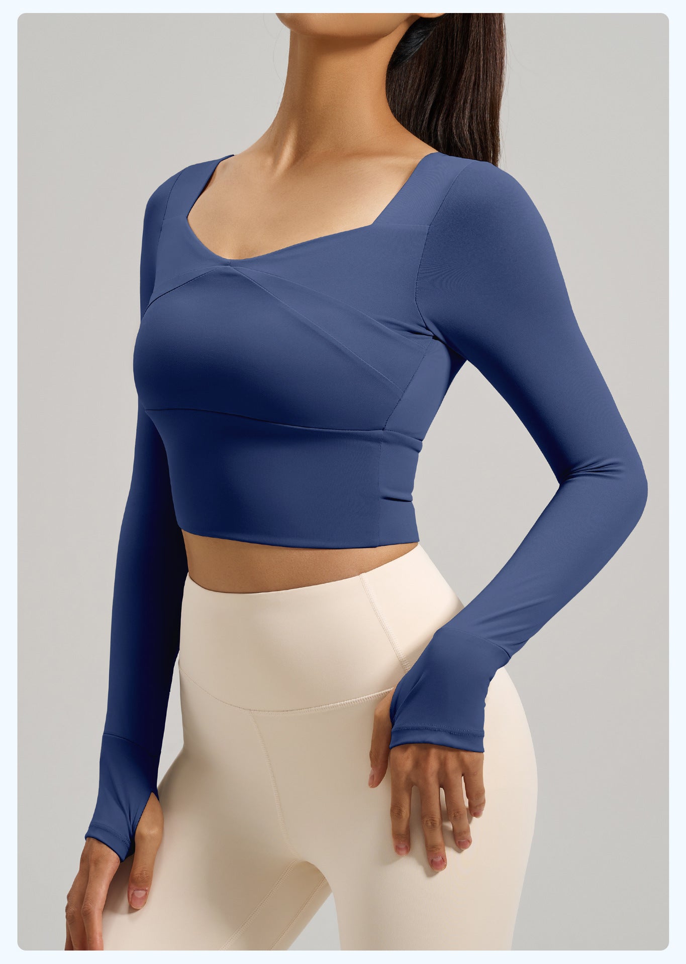Women's Spliced Long Sleeve Yoga Top with Built-in Bra Pad, Breathable Slim Fit Sports Workout Shirt for Running Fitness