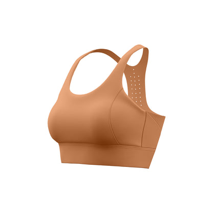Hole-Sense Yoga Bra Breathable Back Buckle High-Support Shockproof Push-Up Sports Bra for Women