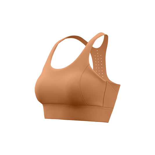 Hole-Sense Yoga Bra Breathable Back Buckle High-Support Shockproof Push-Up Sports Bra for Women