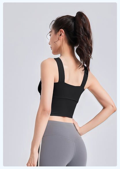 High Waist Cross-Back Sports Bra for Women, Shock Absorption & Push Up Workout Tank Top for Yoga & Running
