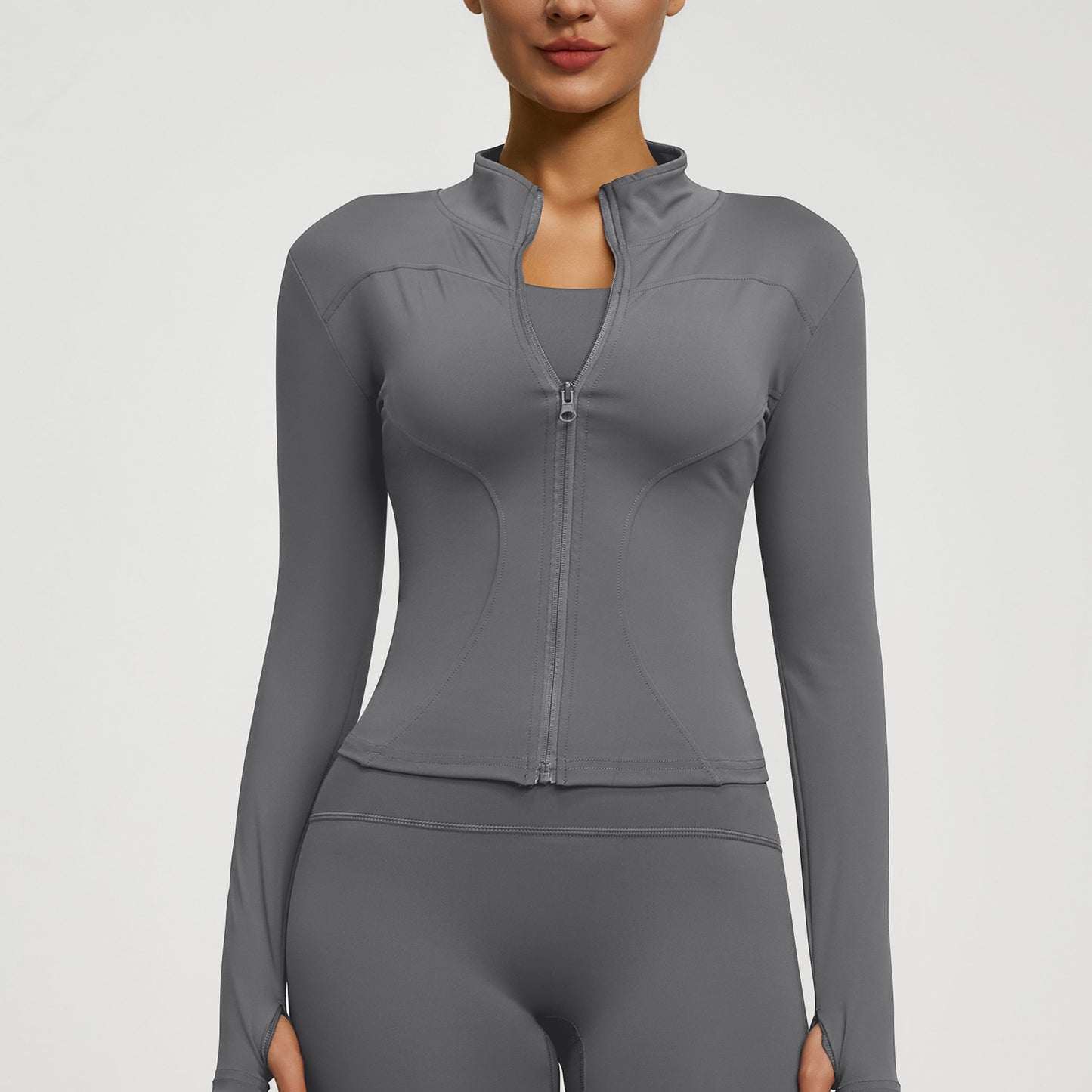 Women’s Zipper Yoga Jacket, Long Sleeve Sports Top for Running & Fitness Training