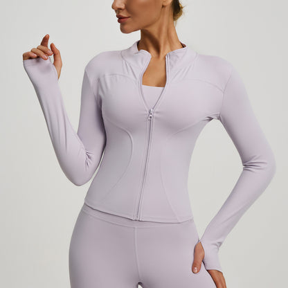 Women's Slim Fit Naked Feel Sports Jacket, Breathable Workout Top for Running & Fitness, European & American Size Yoga Wear