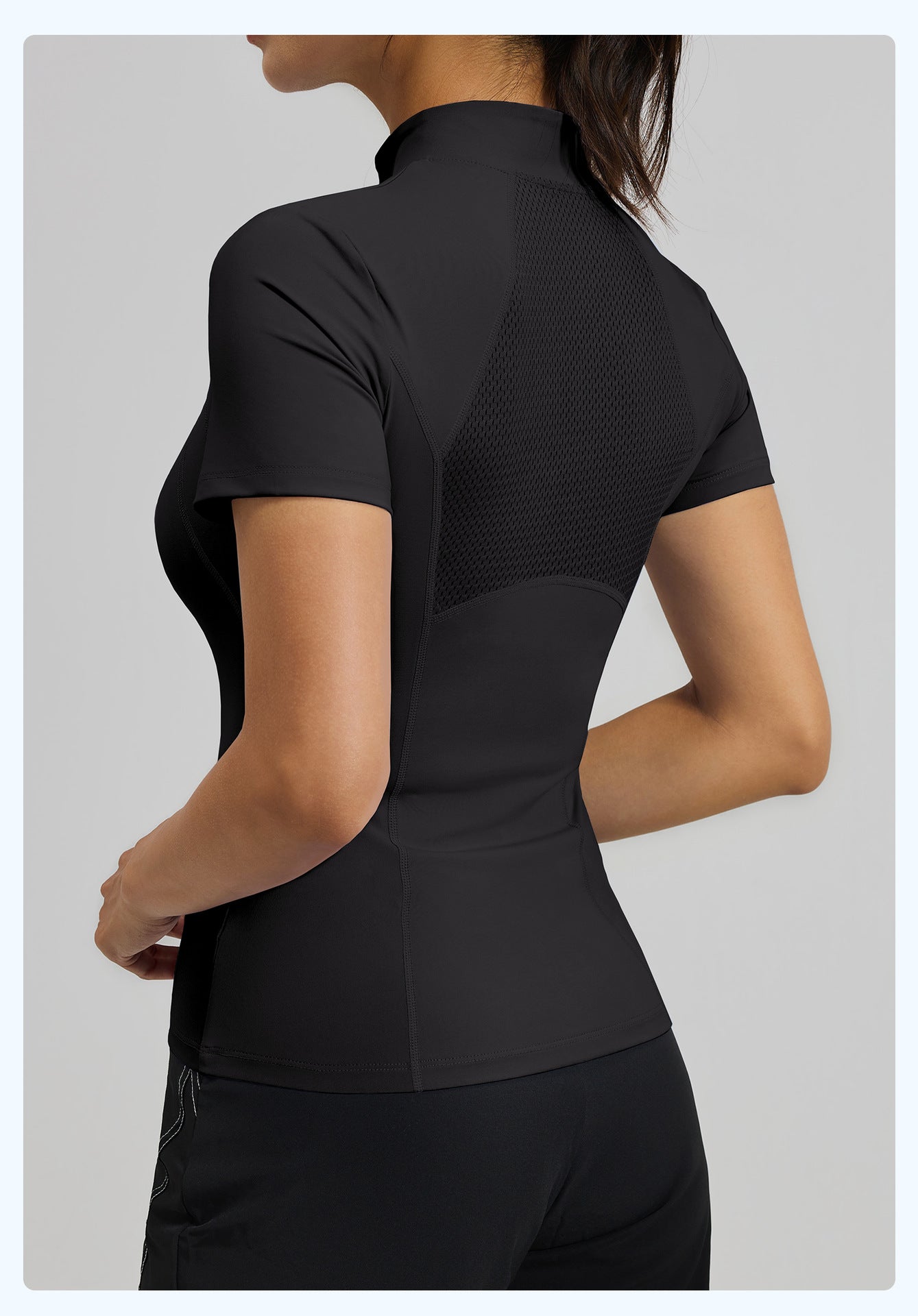 New Summer Women Half-Zip Yoga Short Sleeve T-Shirt, Slim Fit High-Stretch Breathable Fitness Athletic Top, Sweat-Wicking Sport Tee for Outdoor Running, Gym Training & Daily Workout