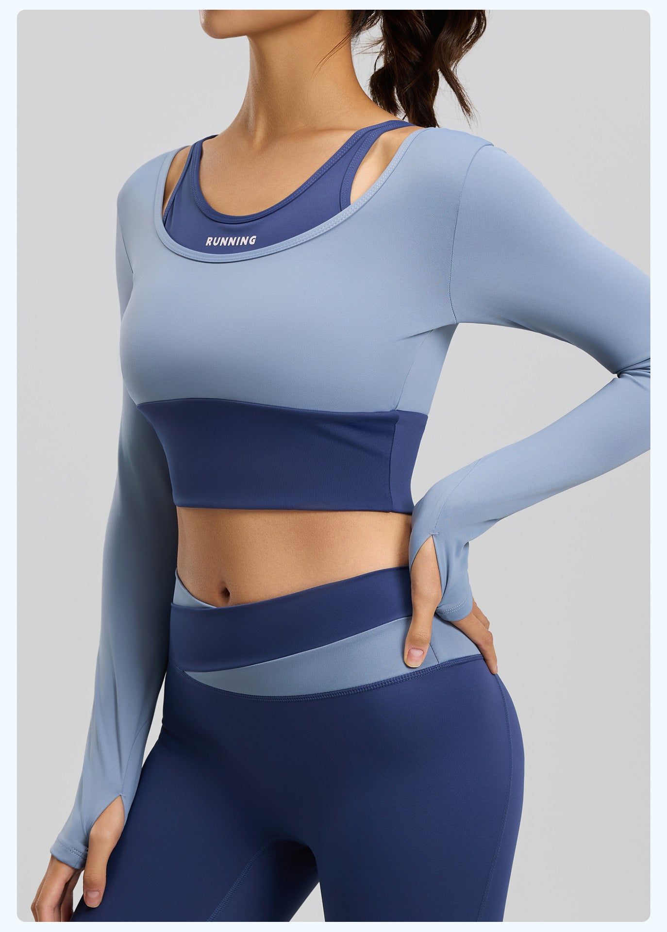Women's New Slim Fit Workout Set, Shockproof Color Block 2-in-1 Design, Built-in Bra Yoga Active Wear