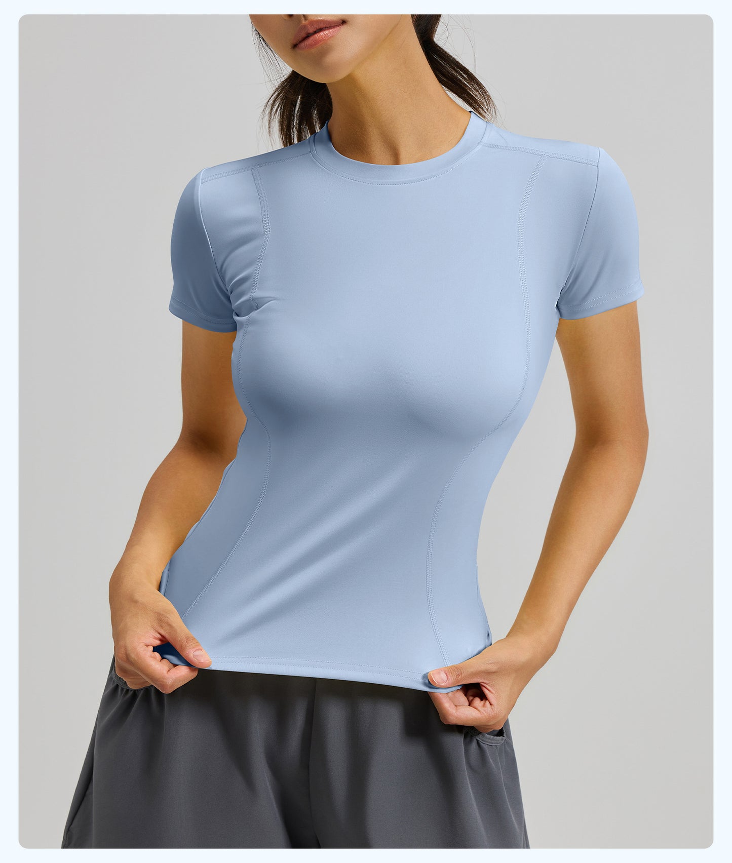 Women's Slim Fit Yoga Short Sleeve Top, Lightweight Stretch Sports T-Shirt, Breathable Activewear Ideal for Running, Gym Fitness and Daily Workout