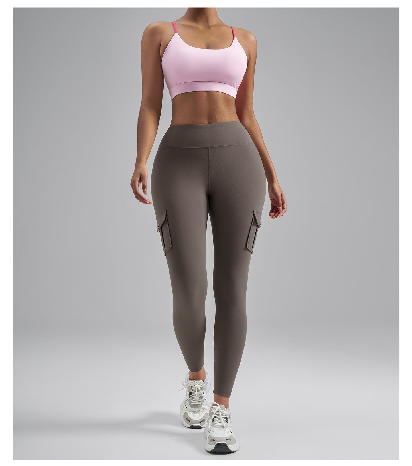 Brushed Cargo Pocket Yoga Pants, Women's Peach Hip Tight Quick Dry Butt Lifting Sports Fitness Leggings