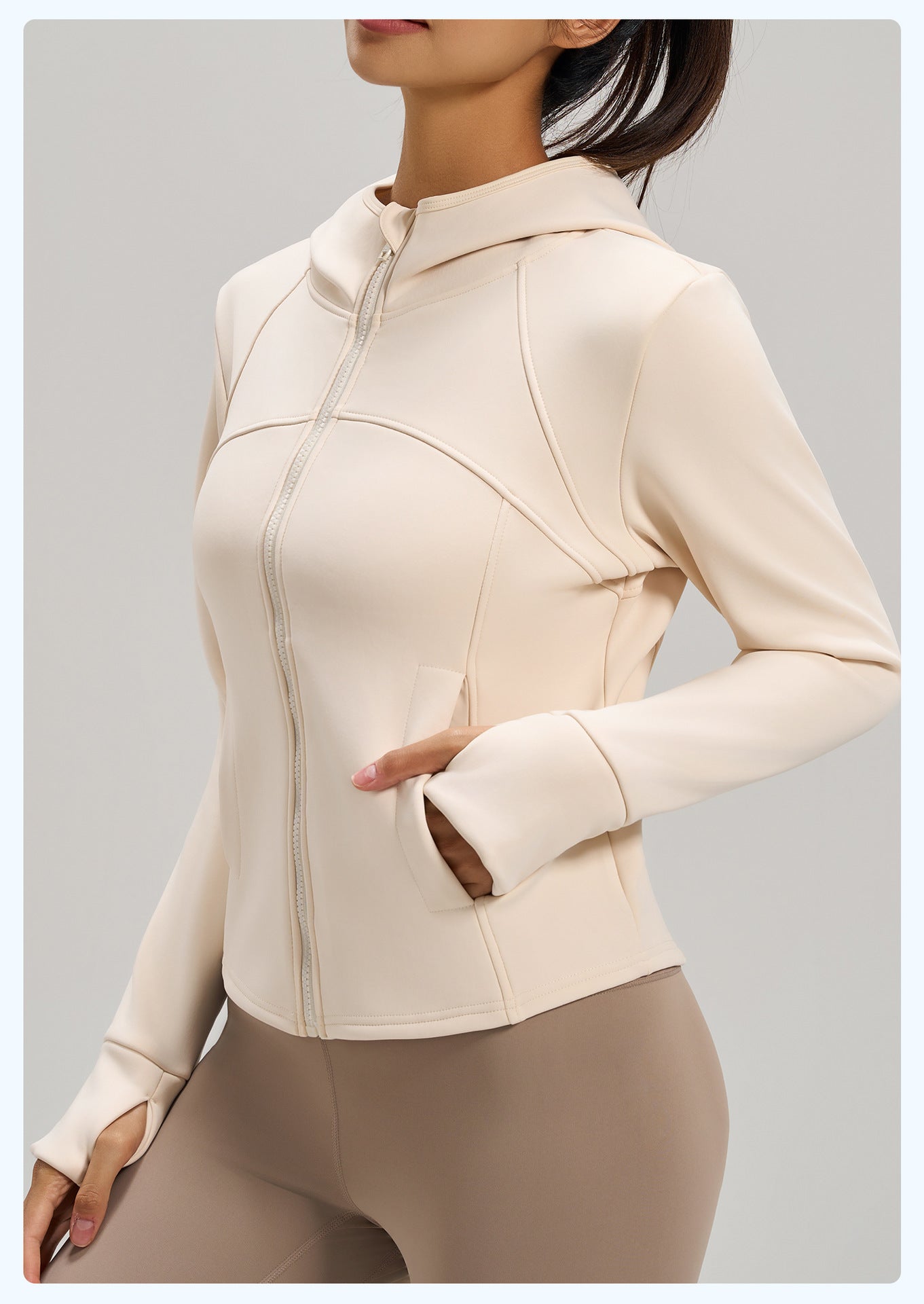 Women's Winter Fleece Lined Thick Sports Jacket, Loose Hooded Casual Yoga Coat with Pockets