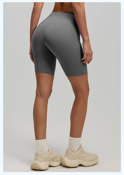 Women's High Waist Yoga Shorts, Butt Lifting Peach Hip 5-Pocket Length Workout Shorts, Stretch Tight Fitness Running Shorts