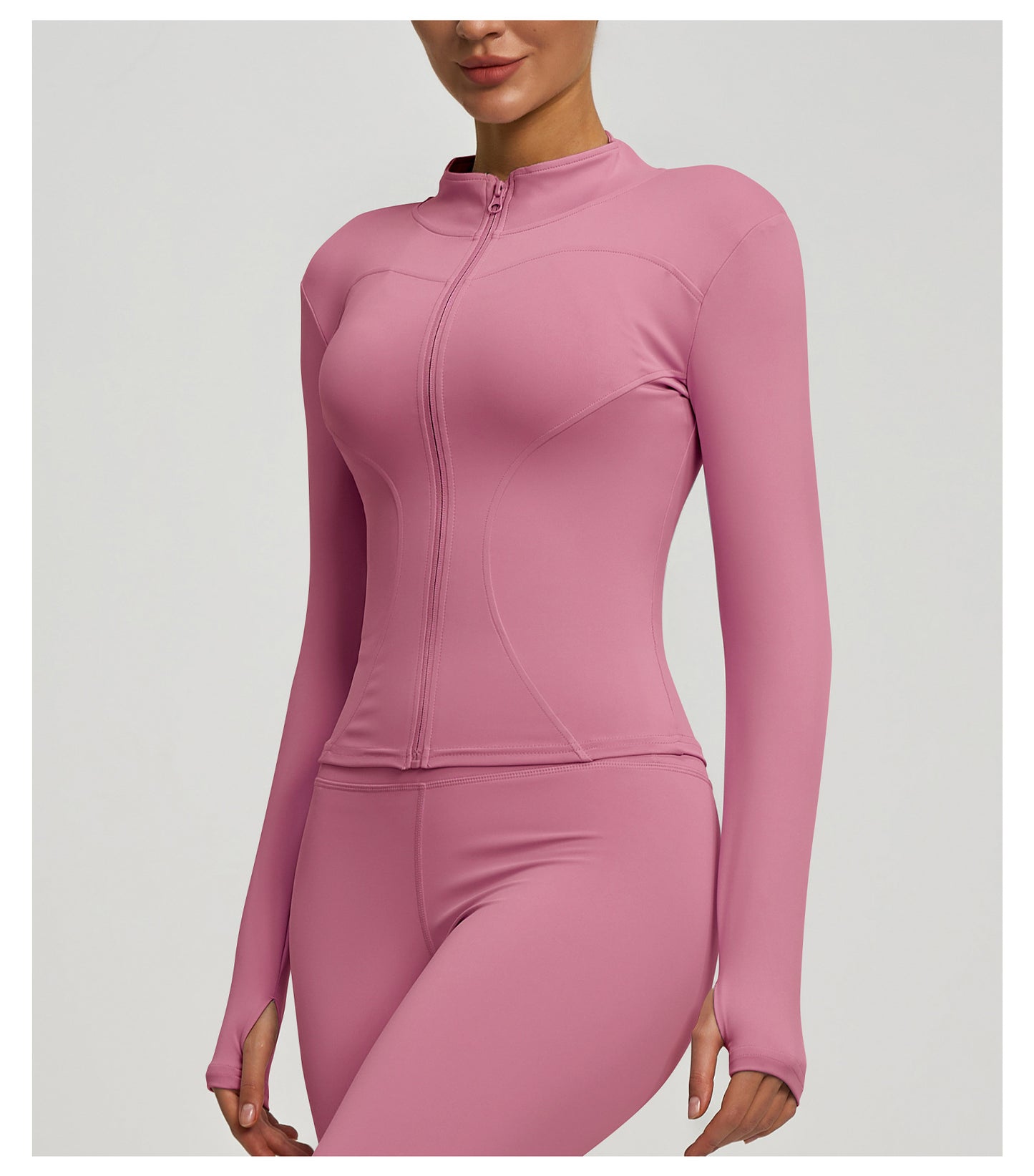Women’s Zipper Yoga Jacket, Long Sleeve Sports Top for Running & Fitness Training