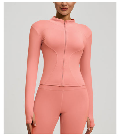Women’s Zipper Yoga Jacket, Long Sleeve Sports Top for Running & Fitness Training