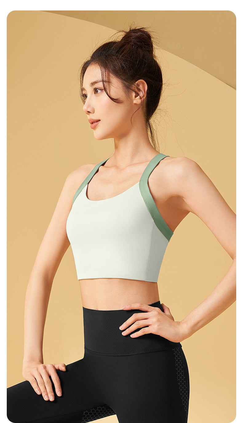 Women's One-Piece Beauty Back Yoga Sports Bra, High-Impact Shockproof with Fixed Chest Pad, Waist-Slimming & Bust-Enhancing Fitness Tank Top