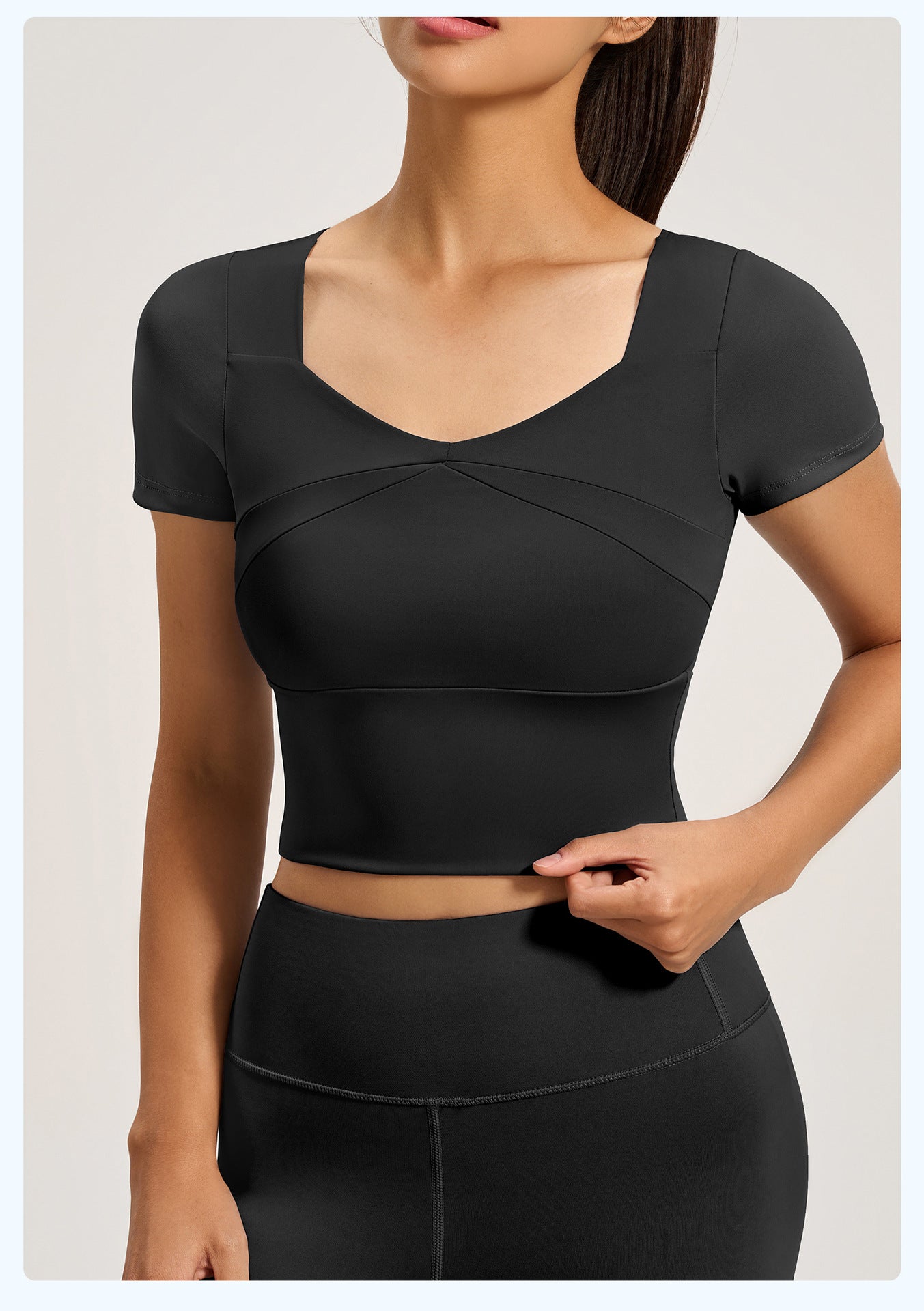 Women's Peach Splice Sports Short Sleeve, Built-in Bra High Elastic Slim Fit Yoga Running Top