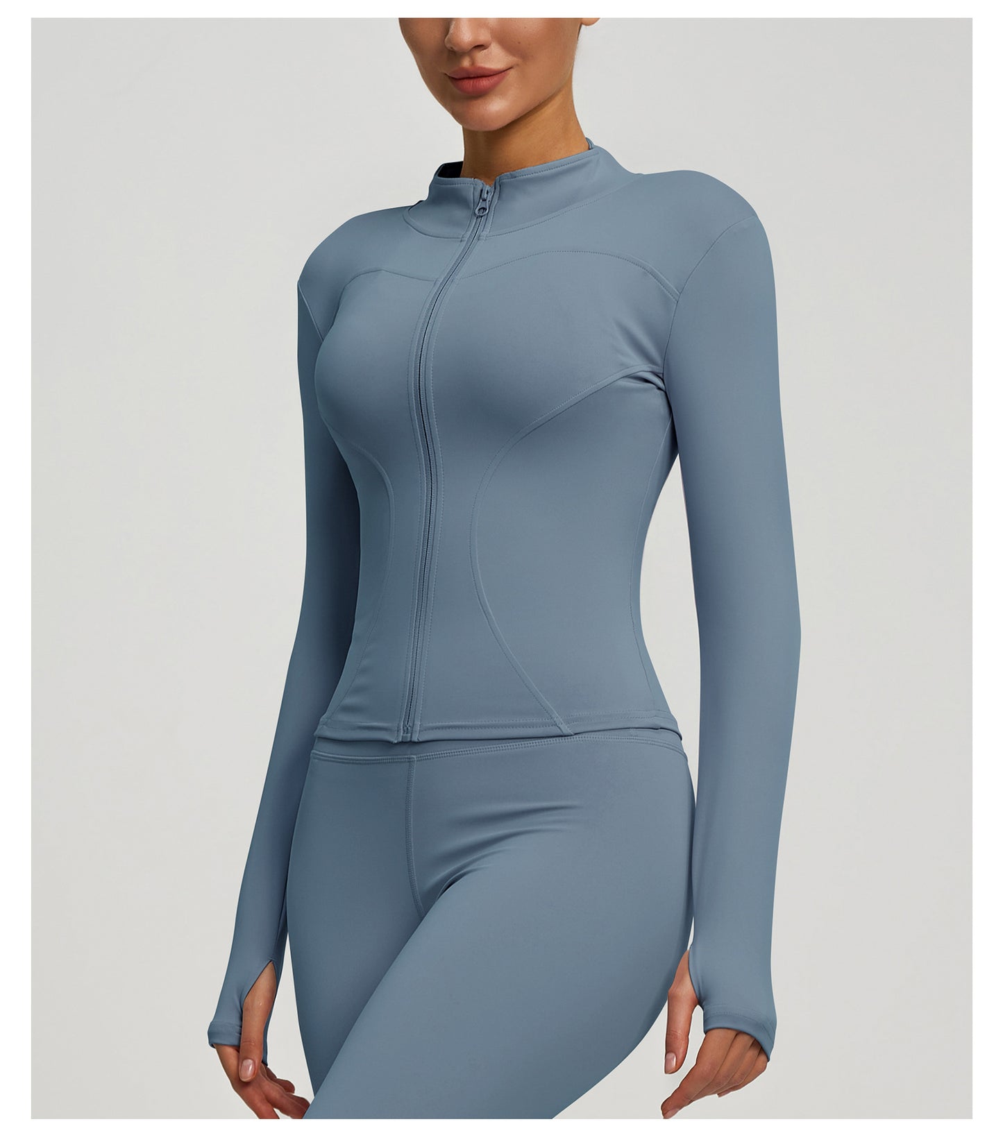 Women’s Zipper Yoga Jacket, Long Sleeve Sports Top for Running & Fitness Training