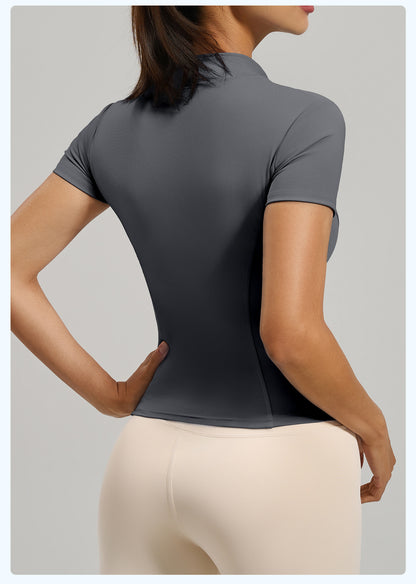 Women's High-Stretch Short Sleeve Yoga Top, Slim Fit Naked Feeling Workout Shirt for Running & Fitness
