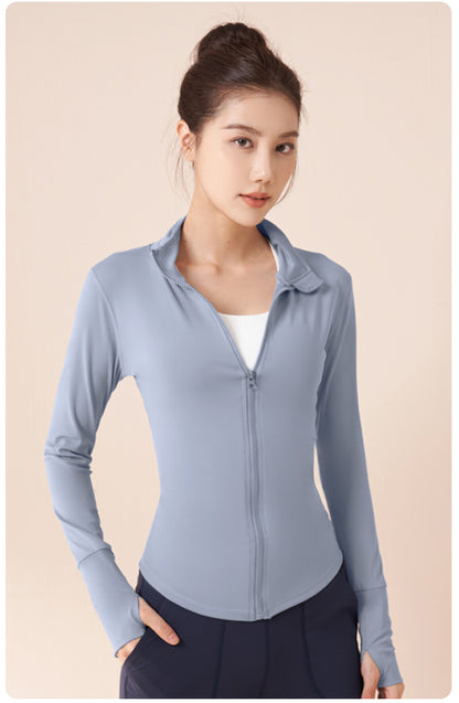 Women's High Stretch Sports Jacket, Fitness Cycling Yoga Coat, Running Workout Top