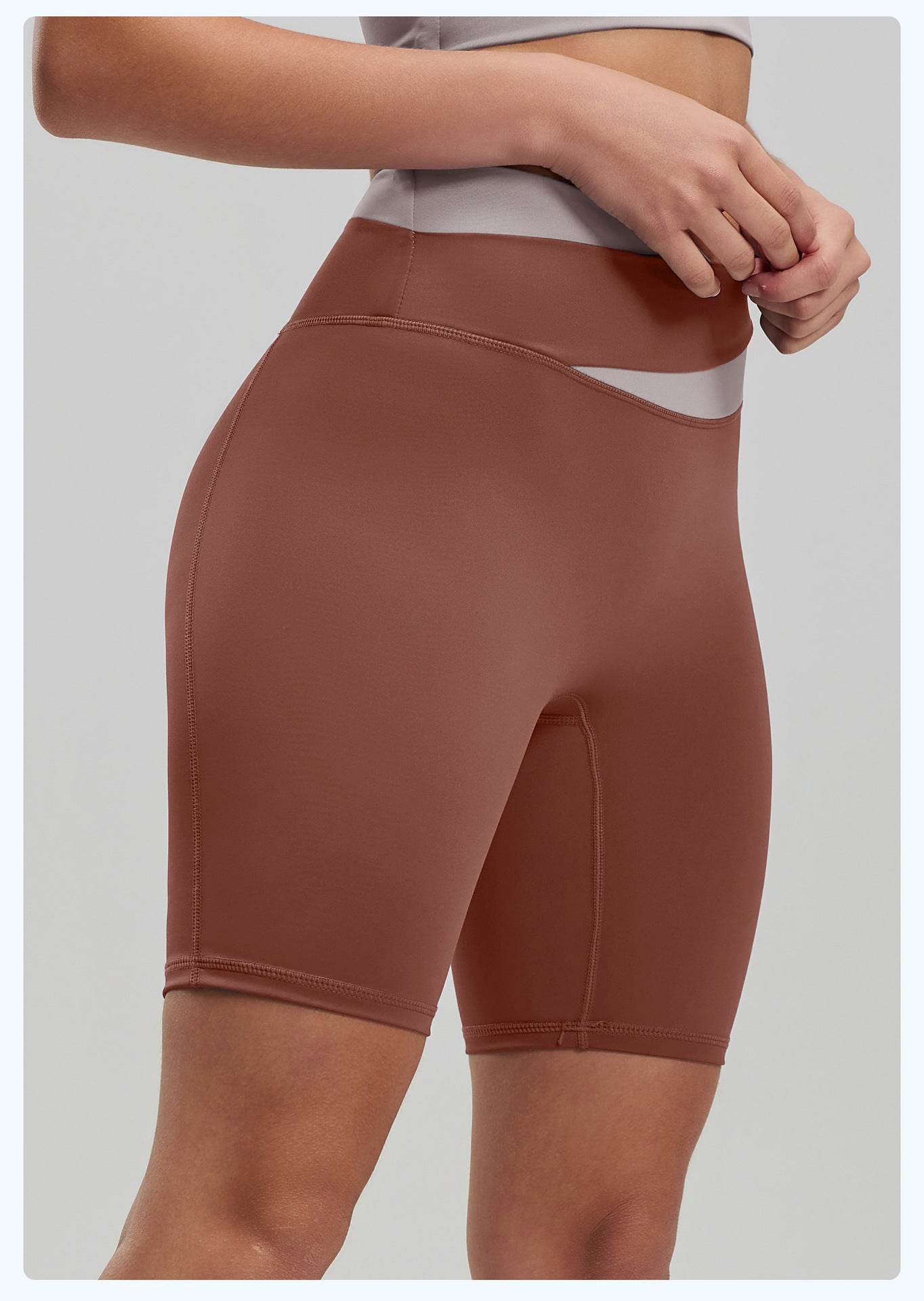 Color Block No VPL Yoga Shorts, High Elastic Slim Fit 5 Inch Biker Shorts for Fitness & Running